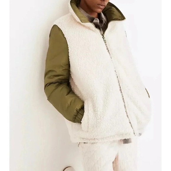 Madewell Coat Women’s XXS Reversible Sherpa Puffer Jacket in Colorblock - Picture 4 of 12